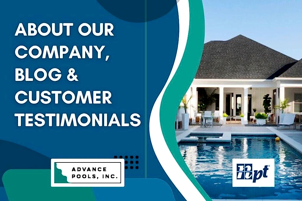 Mega Menu - About Our Company, Blog & Customer Testimonials - Advance Pools